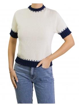 Maglioncino in cotone bicolore manica corta 